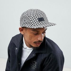 Vans Davis 5 Panel Checkerboard Cap In Black